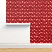 Spiny Lobsters Navy and White on Red