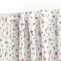 Woodland Flowers - Pink Peach Blush Blue Floral