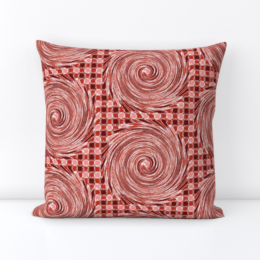 HCF15 - Large - Hurricane on a Checkered Field of Rusty Red and Coral