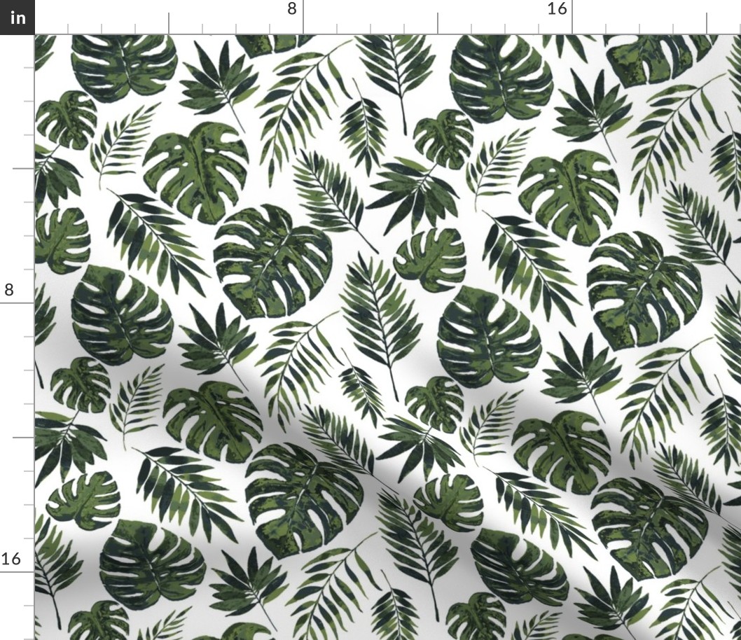 Tropical Leaves white Fabric | Spoonflower