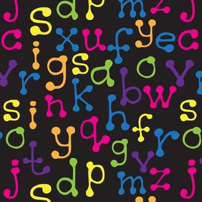 multicolored letters on black