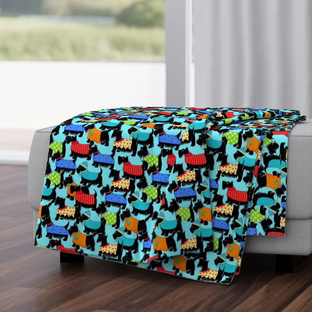 Scotties Whimsy Dogs Packed Turquoise