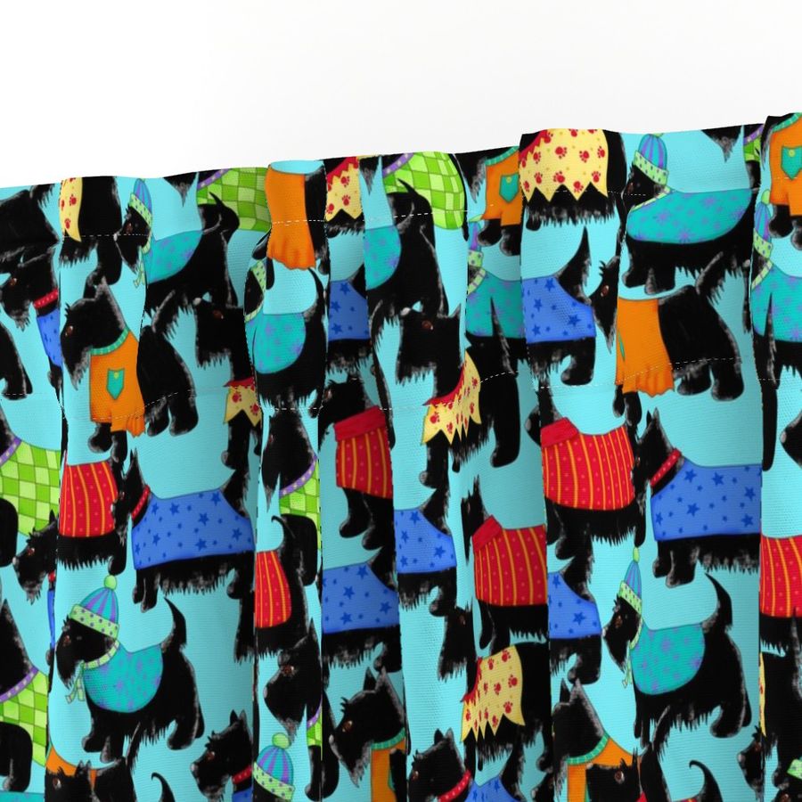 Scotties Whimsy Dogs Packed Turquoise