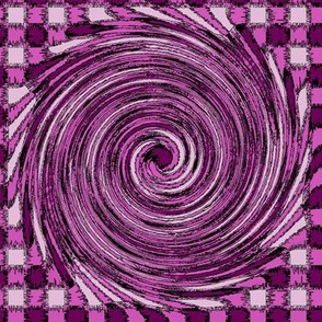 HCF2 - Large -  Hurricane on a Magenta and Burgundy Checkered Field
