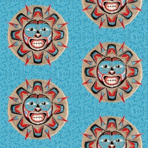 Native American Sun on Turquoise