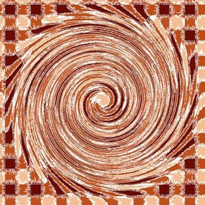 HCF18 - Large - Hurricane on a Checkered Field of Burnt Orange and Frosty Coral