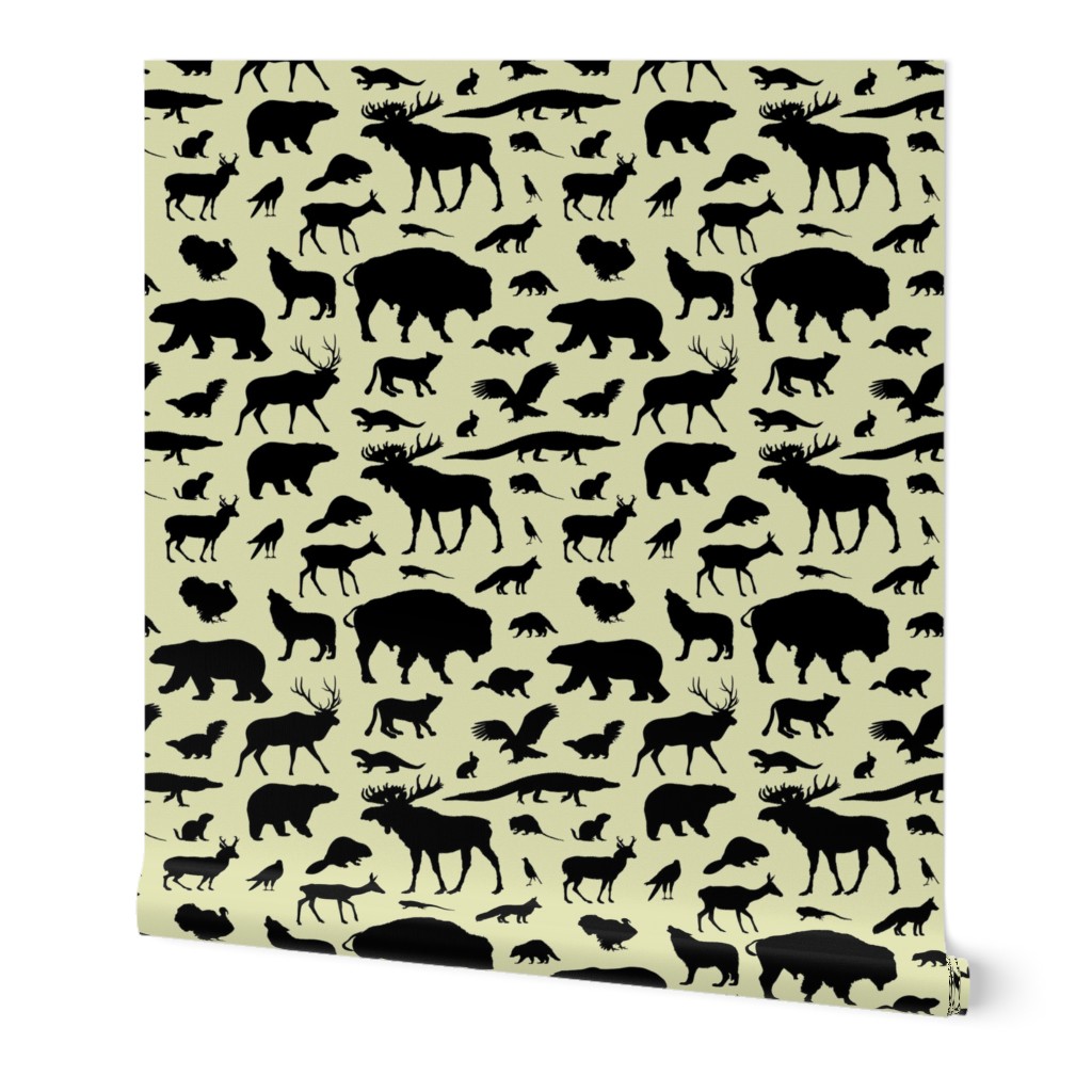 North American Animals on Pale Yellow // Large-size