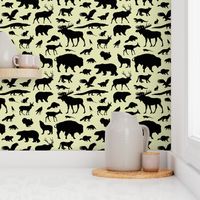 North American Animals on Pale Yellow // Large-size