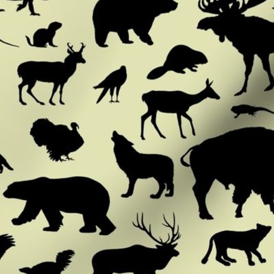 North American Animals on Pale Yellow // Large-size