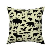 North American Animals on Pale Yellow // Large-size