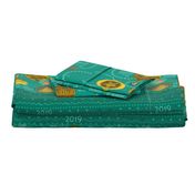 Vintage Ornaments {Teal} 2019 Calendar Tea Towel