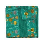 Vintage Ornaments {Teal} 2019 Calendar Tea Towel