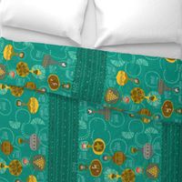 Vintage Ornaments {Teal} 2019 Calendar Tea Towel