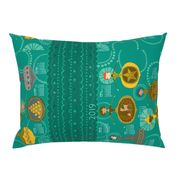 Vintage Ornaments {Teal} 2019 Calendar Tea Towel