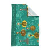 Vintage Ornaments {Teal} 2019 Calendar Tea Towel