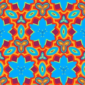 Orange Red and Blue Marrakesh Style Floral
