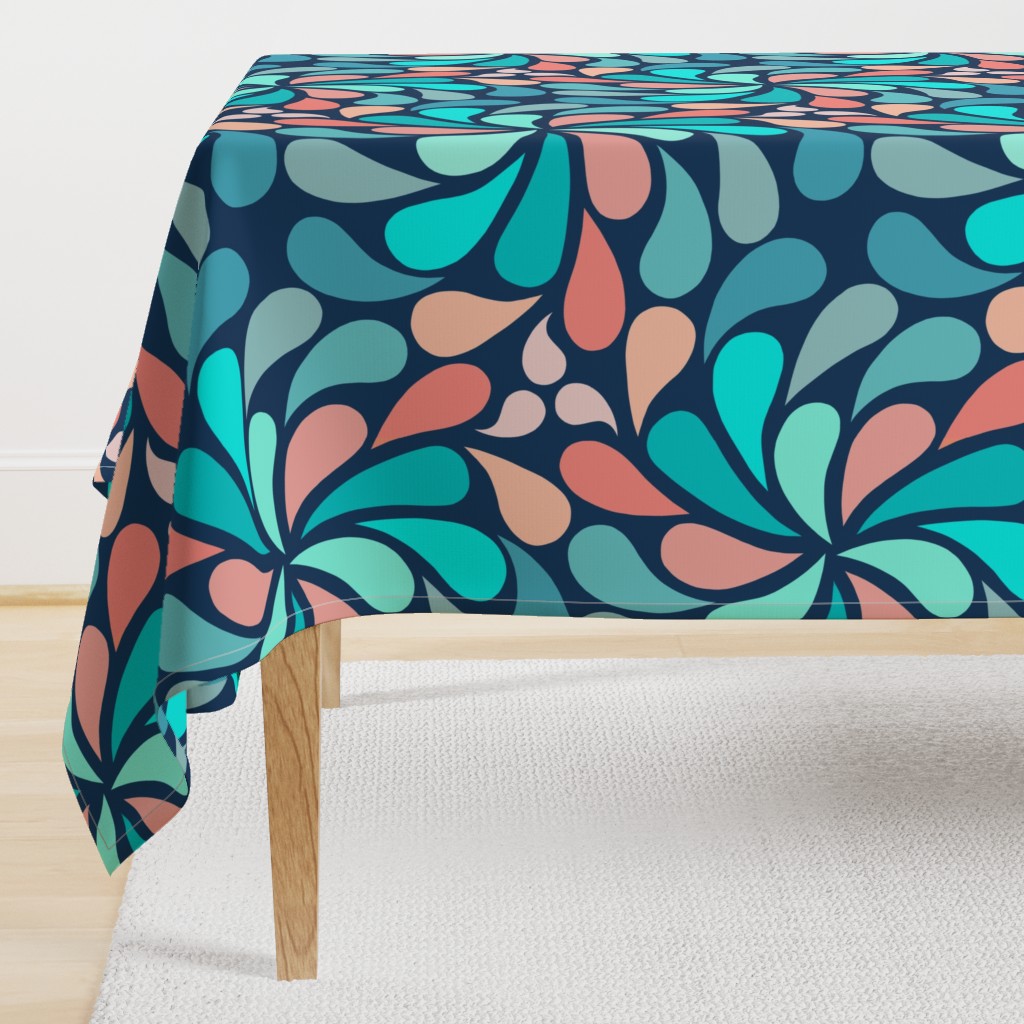 In a Spin 70s XL  navy teal coral