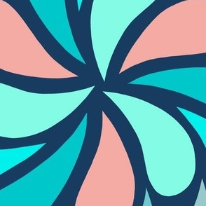 In a Spin 70s XL  navy teal coral
