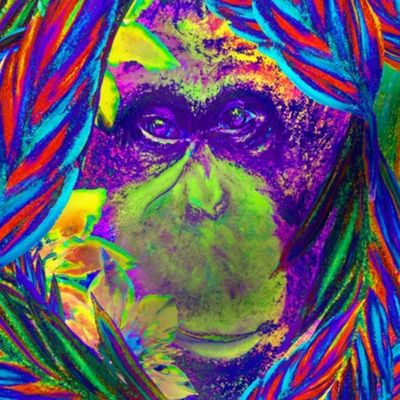 BOHO ORANGUTAN MONKEY LAND ANIMAL ORANGE PURPLE RED BLUE MINT