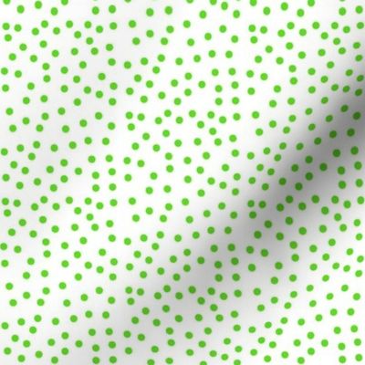 Twinkling Lime Green Dots on Snowy White - Medium Scale