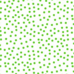 Twinkling Lime Green Dots on Snowy White - Medium Scale