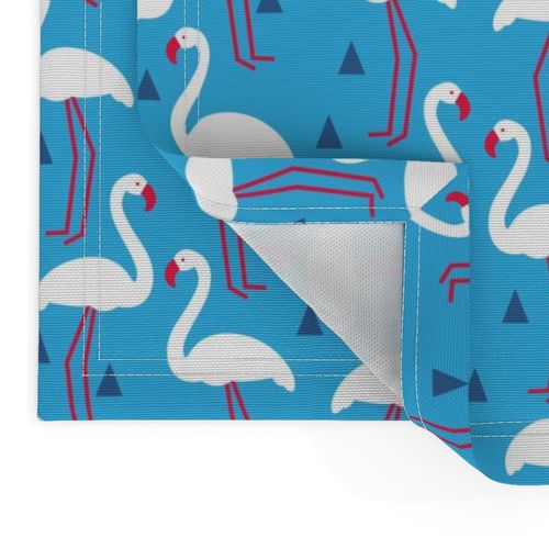 red white and blue flamingos