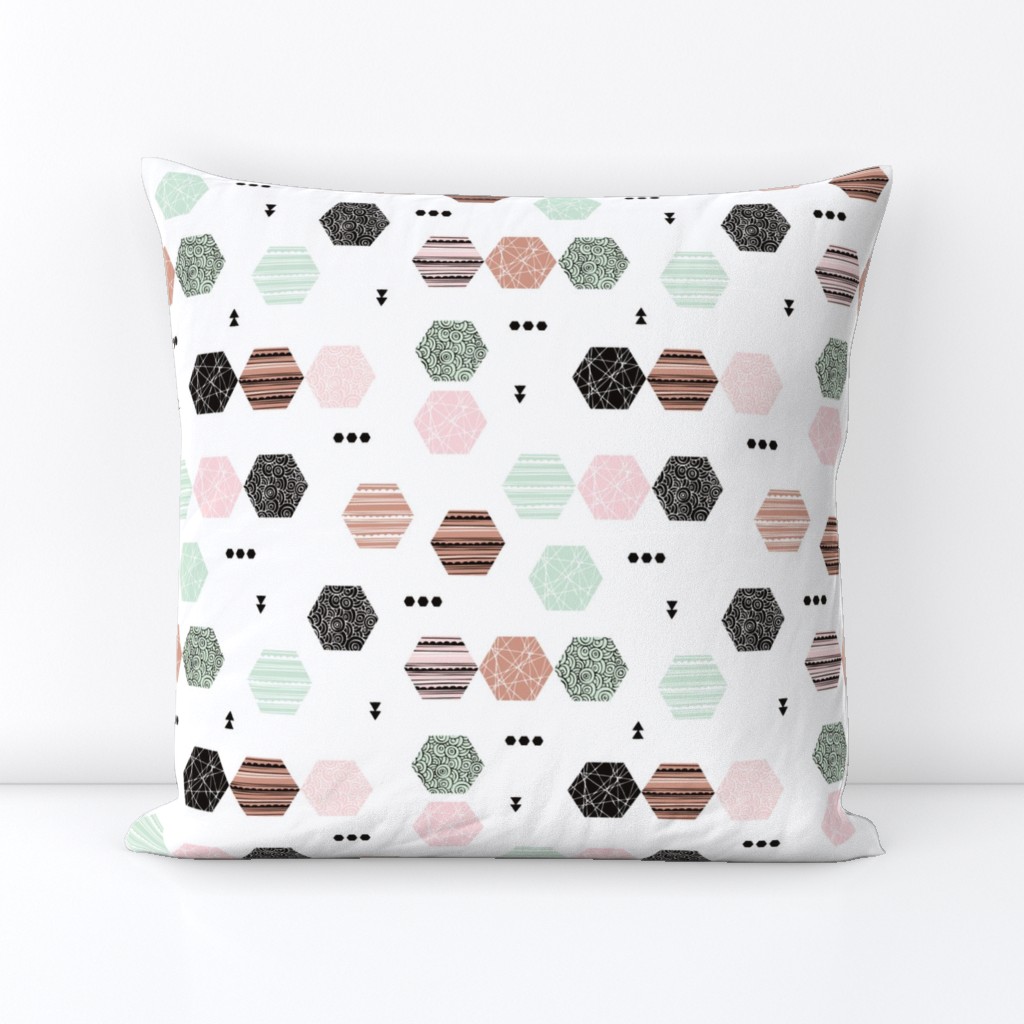 Inky texture polygon abstract geometric minimal pastel Scandinavian mid century design mint pink