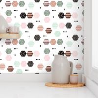 Inky texture polygon abstract geometric minimal pastel Scandinavian mid century design mint pink