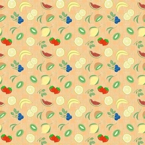 Summer Fruit, Blueberries, Strawberries, Bananas, Kiwi, Watermelon, and Bananas on Light Background