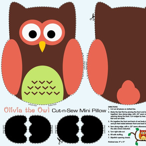 Olivia the Owl Cut and Sew Pillow Brown