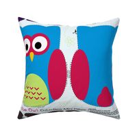 Olivia the Owl Cut and Sew Pillow Blue