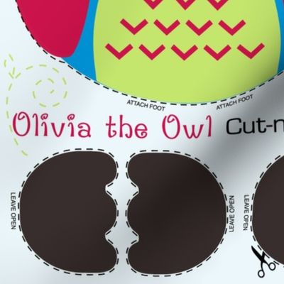 Olivia the Owl Cut and Sew Pillow Blue