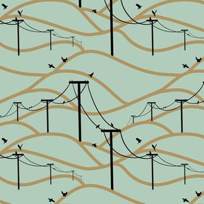 Birds on a wire (teal)