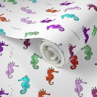 seaHorse Silhouette and contours on white