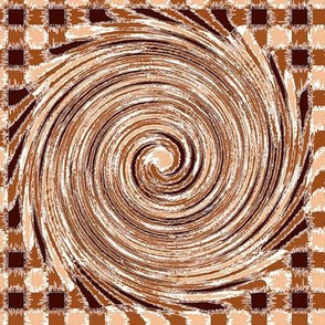 HCF29 - Large - Hurricane on a Checkered Field of Beige and Brown