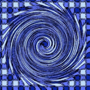 HCF28 - Large - Hurricane on a Checkered Field of Black and Blue