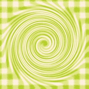 HCF22 - Large - Hurricane on a checkered Field in Tones of Lime GreenLime Green Tones