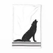 Gray Wolf Silhouette Tea Towel