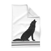 Gray Wolf Silhouette Tea Towel