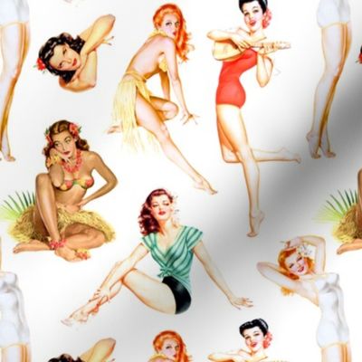 Vintage Tropical Hawaiian Pinup Girls