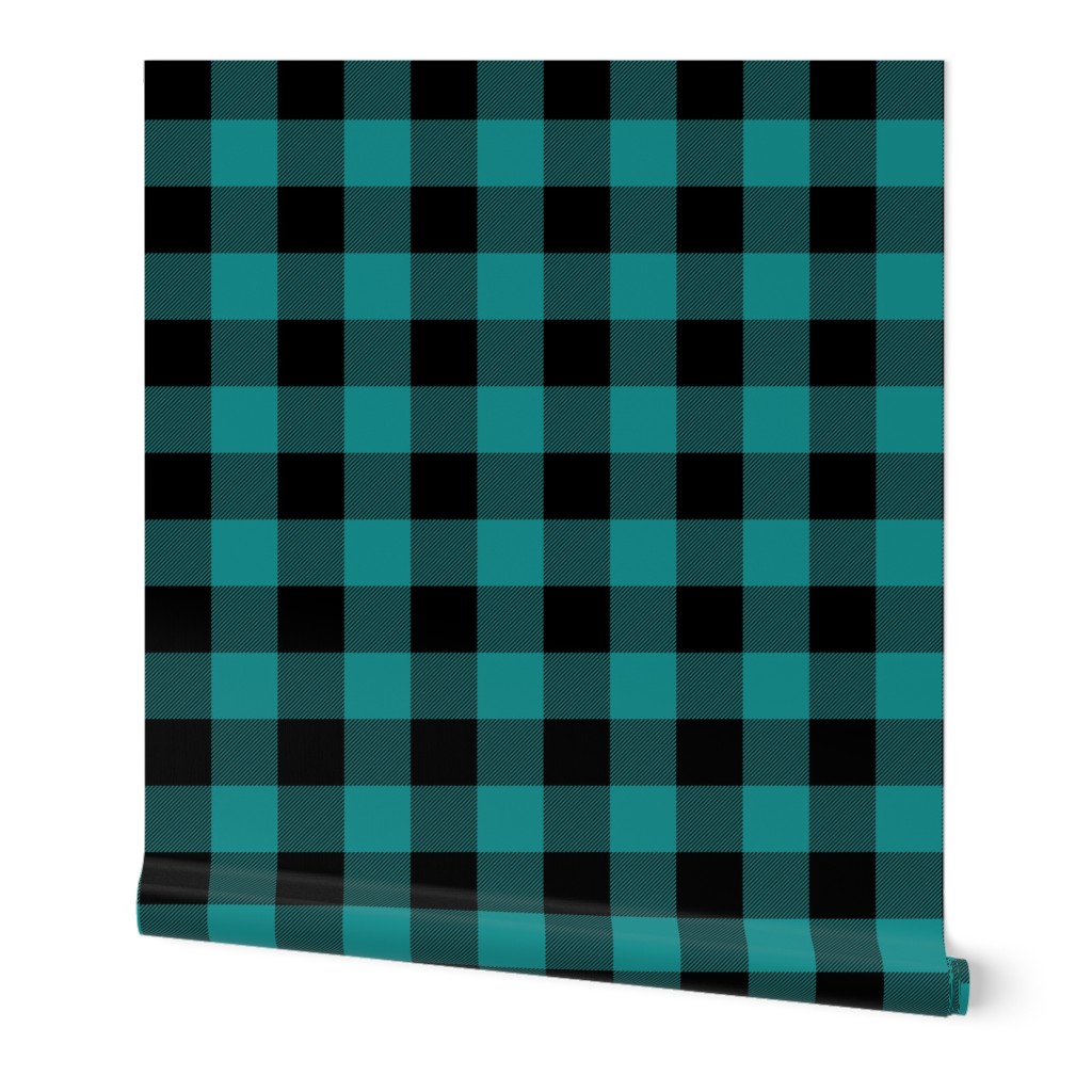 dark teal and black plaid