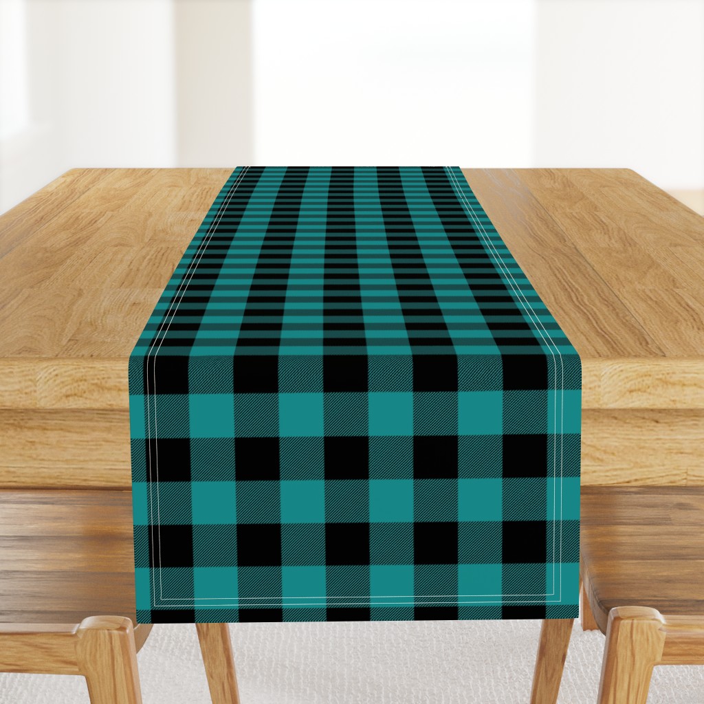 dark teal and black plaid