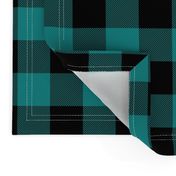 dark teal and black plaid