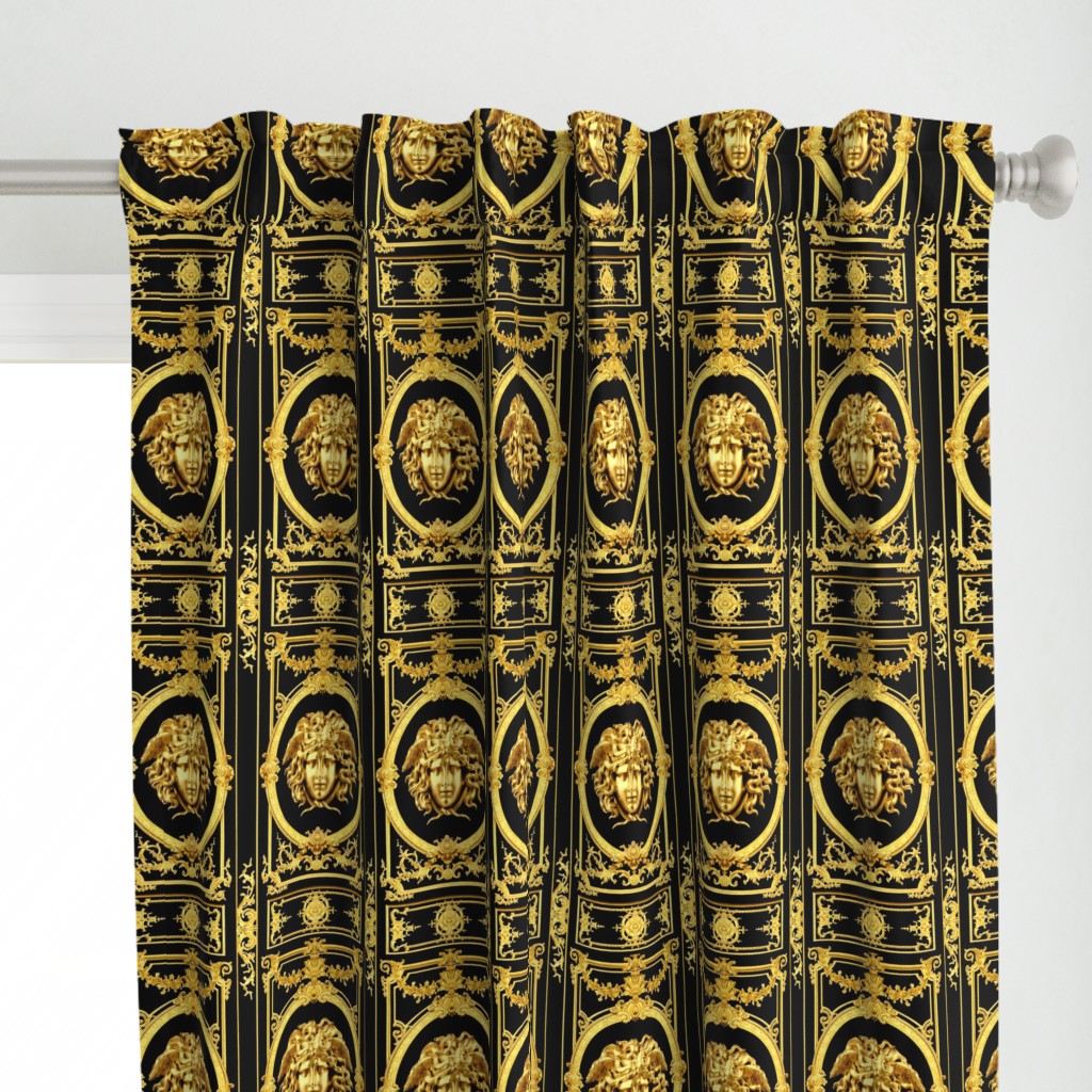 1 medusa baroque rococo black Curtain Panel | Spoonflower
