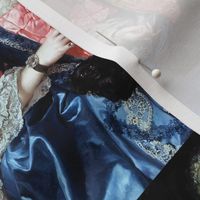 Marie Antoinette inspired princesses pink bows navy blue gowns diamond chokers earrings lace baroque victorian dogs cocker spaniels pets ballgowns rococo portraits beautiful lady woman beauty elegant gothic lolita egl 18th pouf Bouffant century neoclassic