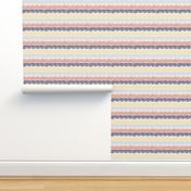 Irregular vertical doodle stripes in a horizontal row. Blue coral yellow stripes lined up on a white background 