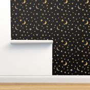 watercolor constellation stars and moon