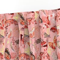 Dragonflies, Butterflies And Moths In Coral, Orange Mustard, Yellow And Red - Big