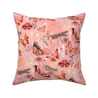 Dragonflies, Butterflies And Moths In Coral, Orange Mustard, Yellow And Red - Big