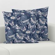  Dragonflies, Butterflies And Moths In White, Navy And Grey Blue - Big